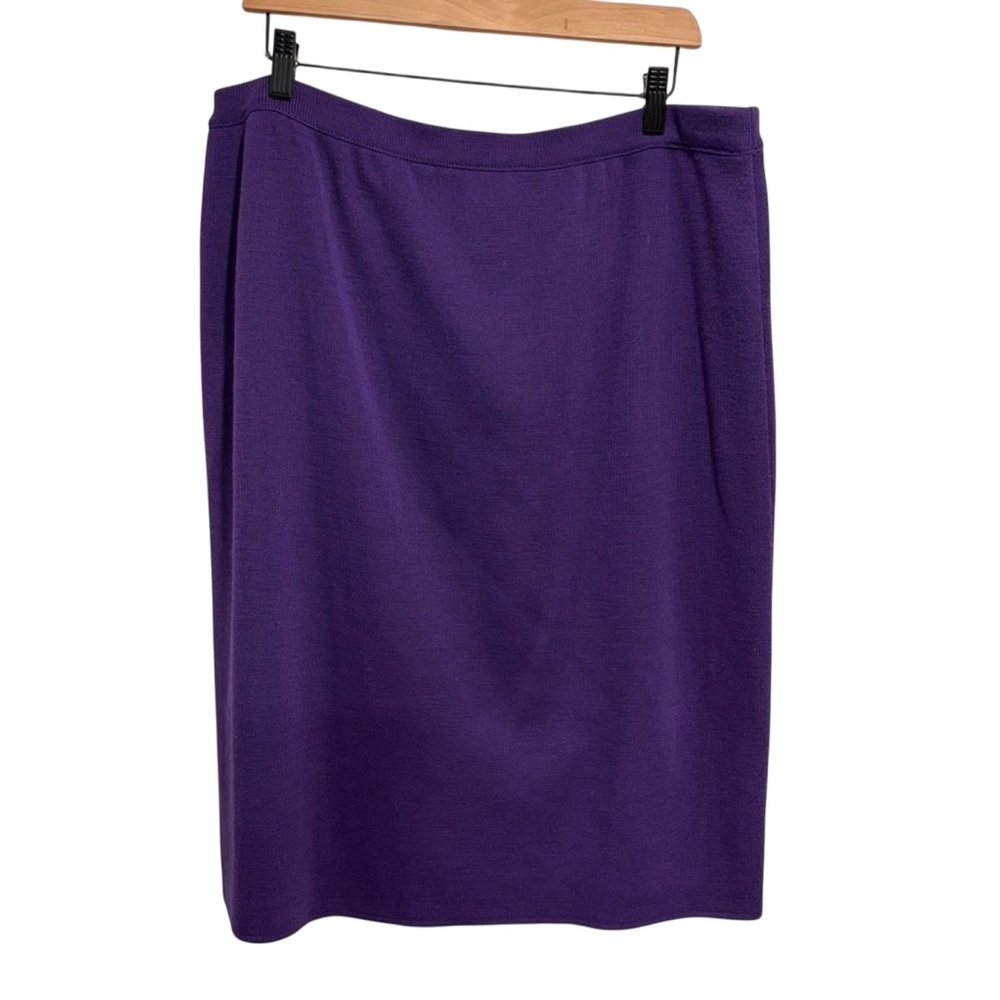 Lucia Wool Blend Knit Purple Pencil Women's Skirt Back Slit
